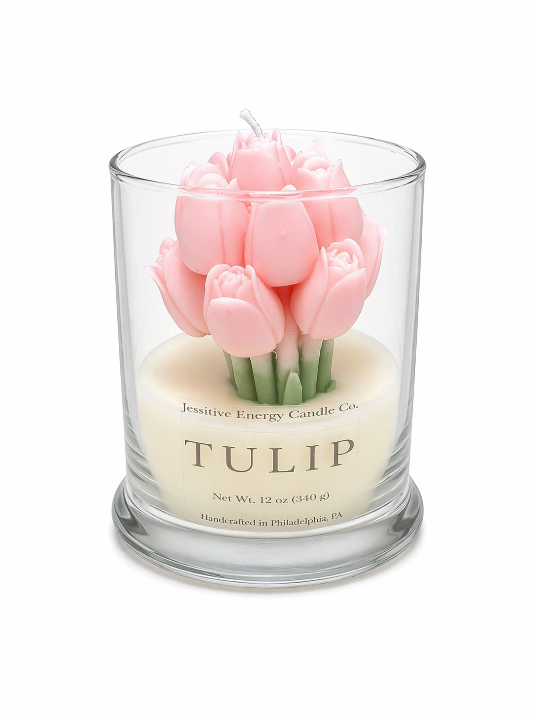 Blush Pink Tulip Candle – Honeysuckle Jasmine | 12 oz Decorative Floral Candle